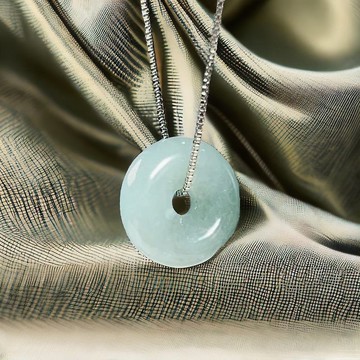 【願‧平安】冰種飄綠翡翠平安扣項鍊 | 天然緬甸玉A貨翡翠 |送禮