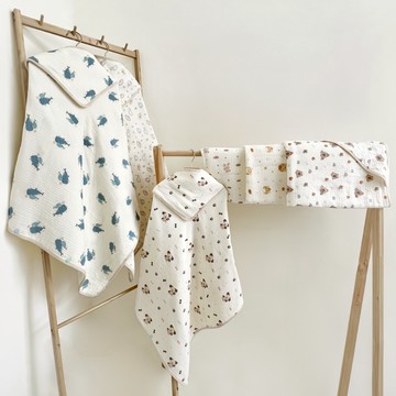 【Chu-mi 啾米】圍裙式連帽浴巾 斗篷浴巾 寶寶浴巾 嬰兒浴巾 兒童浴袍｜Doris.Ann