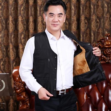 中年爸爸秋冬裝背心加絨加厚保暖棉馬夾中老年人男士坎肩男裝馬甲