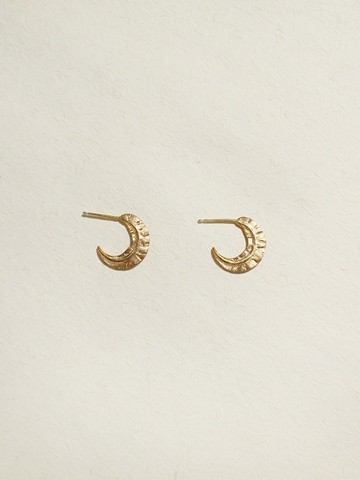 FOOL MOON 羽毛擁抱眉月 黃銅 18K鍍金 環形 圓圈 耳