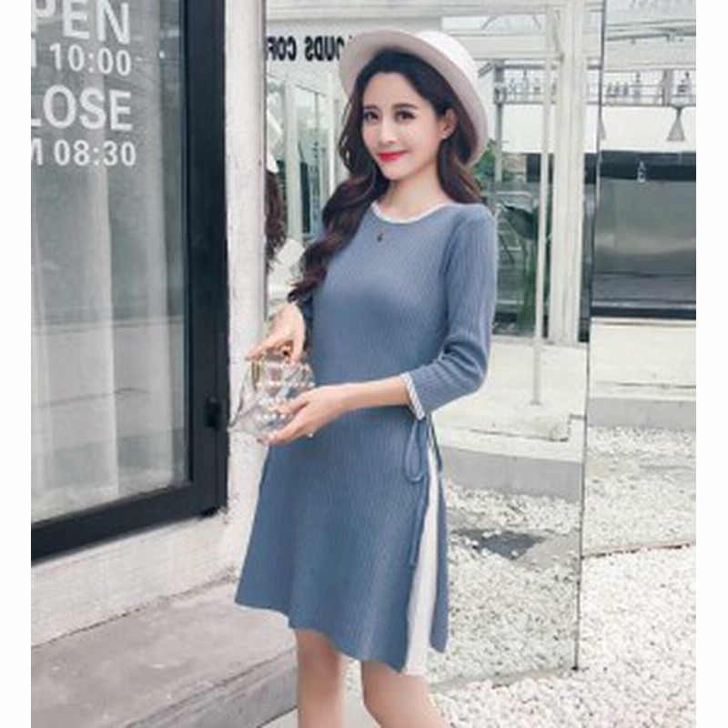 ミニ丈 リブニットワンピース レイヤードワンピース ミニワンピース Aラインワンピース プリーツスカート 七分袖 長袖 レディース 韓国 通販 Lineポイント最大1 0 Get Lineショッピング