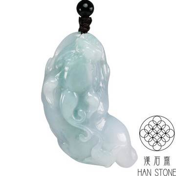 【漢石齋】天然翡翠A貨 貔貅玉佩吊墜 飄花種(23*17*53mm)