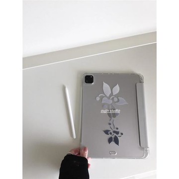 韓國ins小眾高級感冷淡風漸變花朵適用2025iPad保護殼2022mini7保護套air5/11英寸平板套防摔軟殼帶筆槽新款