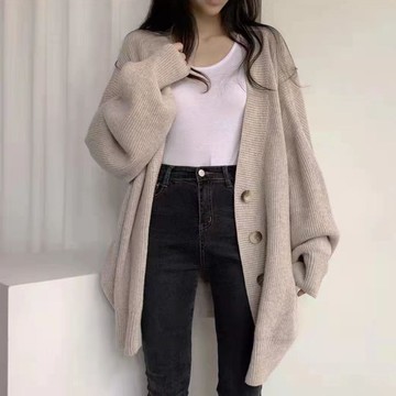 【現*貨】Plump 150kg內可穿/冬季外套/休閑/慵懶風/V領/單排扣/寬松/針織開衫/毛衣/外套/大尺碼