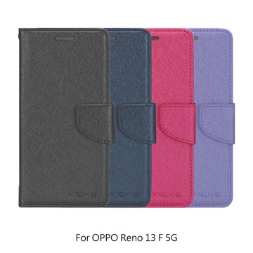 XIEKE OPPO Reno 13 F 5G 月詩蠶絲紋皮套 磁扣 可站立 可插卡 保護套 手機套 側翻皮套 翻蓋皮套