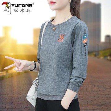 啄木鳥媽媽女士衛衣2026新款春秋薄款時尚寬松洋氣休閑秋裝上衣