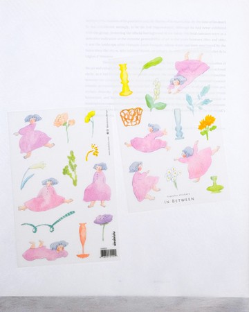 轉印貼紙 - 花草之間 | 可愛女孩插畫 | dodolulu