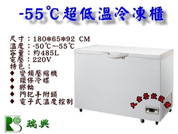 台製瑞興超低溫上掀冰櫃/6尺/485L/冷凍櫃/醫療冰櫃/白色冰櫃/低溫冰櫃/-55℃/臥式冰櫃/大金餐飲