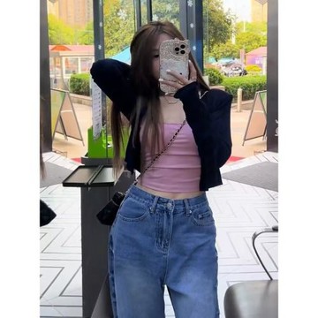 春季韓版氣質百搭顯瘦吊帶背心女設計感小眾別致減齡長袖開衫上衣