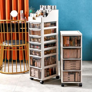 化妝品收納盒梳妝臺底抽屜式飾品面膜口紅收納柜多層落地抽屜柜子