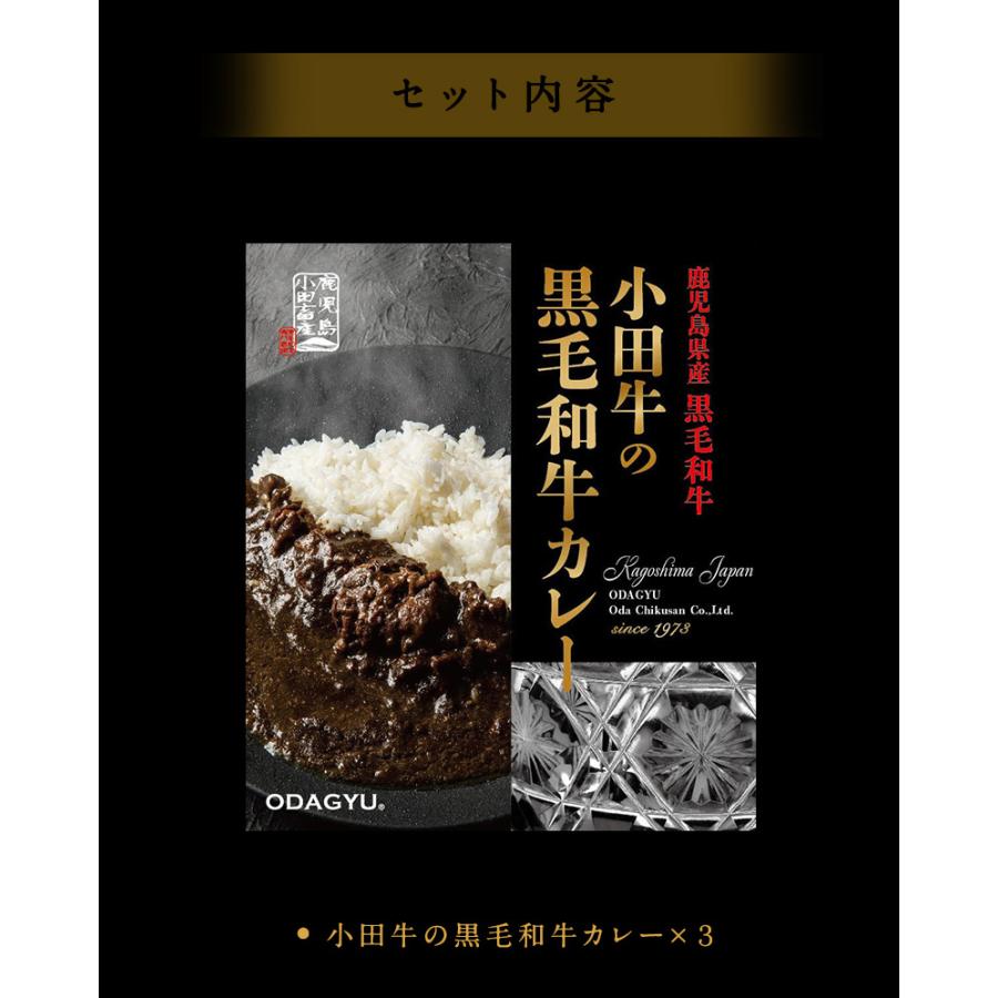 鹿児島黒毛和牛　小田牛の黒毛和牛カレー×３個セット   黒毛和牛 小田牛 ボロネーゼ パスタ  お祝い （北海道・沖縄別途送料）