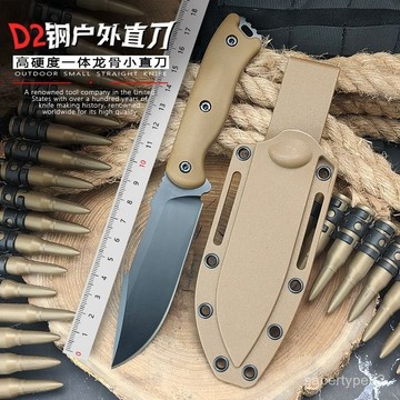 D2戶外刀一體龍骨高硬度小刀野外探險裝備防身刀荒野求生高端鋼刀 SBEF