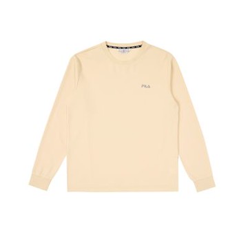 FILA官方直營 中性長袖圓領T恤-黃色 1TEZ-5460-YE