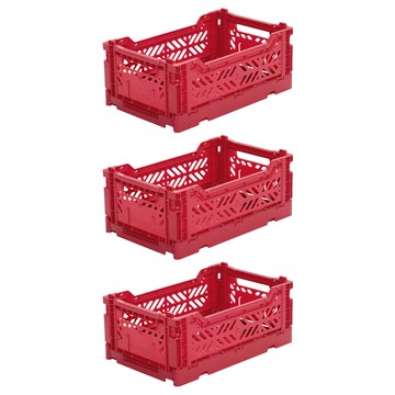 Aykasa 土耳其折疊收納箱 胭脂紅 可堆疊 100%再生環保塑料製造  S 266 x 171 x 105mm  3個