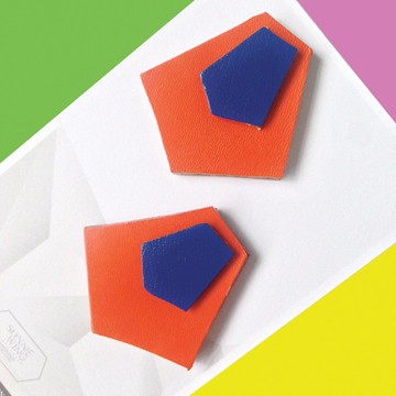 節日禮物 幾何皮革耳環 925純銀耳托