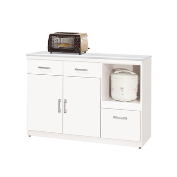 Boden-坦菲4尺岩板收納餐櫃/碗盤置物櫃/置物矮櫃/拉盤電器櫃(下座)-121x41x85cm