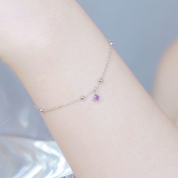 紫水晶925純銀垂墜寶石手鍊