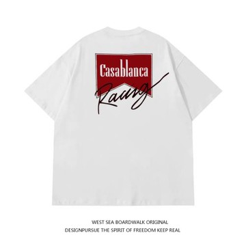 短袖t恤純棉不透美式潮牌字母印花男女ins潮流寬松百搭情侶上衣