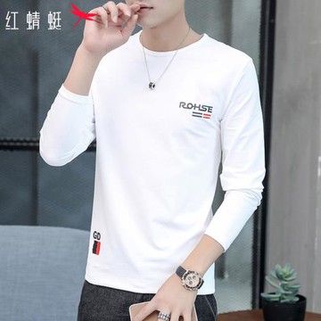 紅蜻蜓長袖t恤男士體恤2026年春秋季新款休閑圓領上衣打底衫男T冬