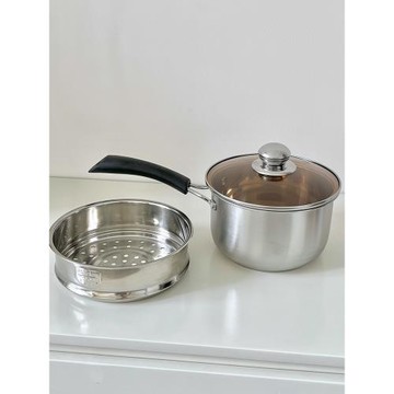 304不銹鋼加厚奶鍋家用食品級小鍋煮面鍋一人小蒸鍋電磁爐小湯鍋