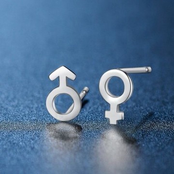 925純銀耳環耳飾-創意男女標誌造型情人節生日禮物女飾品73hk25【獨家進口】【米蘭精品】