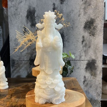 玉石雕刻白玉財神爺 五路財神 財神爺擺件 招財家用家居供奉玉石開業鎮宅禮品 玉雕佛像 文財神招財