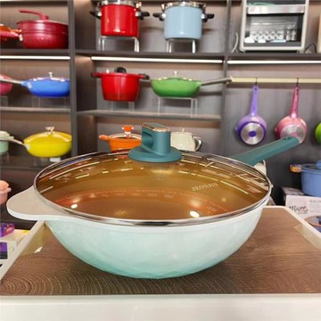 32cm微晶極鐵無涂層炒鍋不粘鍋少油煙電磁爐煤氣通用家用