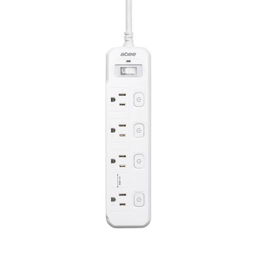 Abee 5開4插 電源延長線 1.8m/6尺 (獨立開關/扁頭/過載保護/防火耐燃/3孔插頭延長線)EC-54601