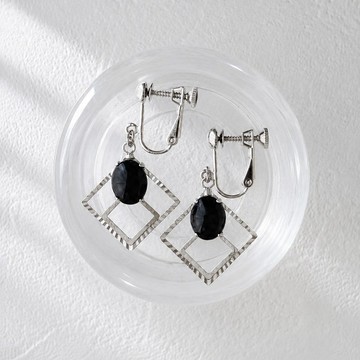 最後一件 10×8 時尚 黑瑪瑙 天然石耳環 - modern -onyx-