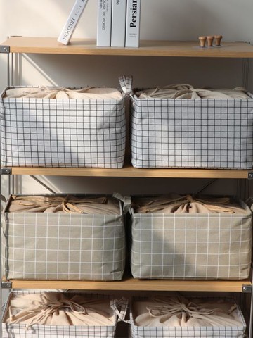 棉麻布藝衣服收納筐摺疊ins束口收納箱家用玩具衣柜衣物整理袋箱 99購物節