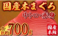 国産 本マグロ ブロック(中トロ・赤身) 約700g