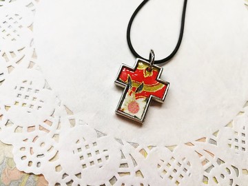 十字架項鍊頸鍊 日本友禪紙 和紙(獨一商品)GY05-005