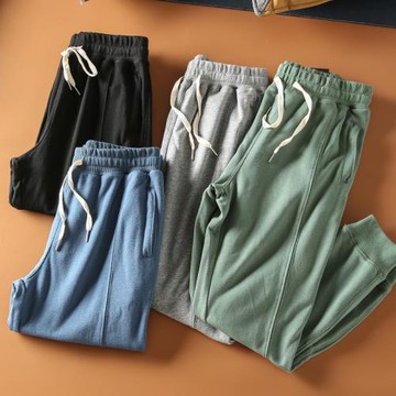 春季新品客供面料立體剪裁顯瘦針織小毛圈束腳運動休閑衛褲長褲男