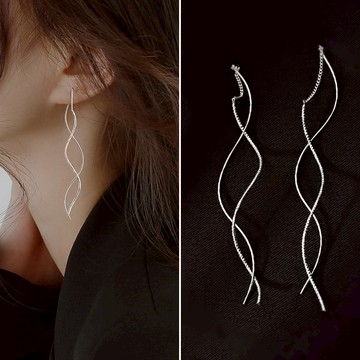 韓系 白金波浪 耳環 台灣當天出貨 F123 耳夾 韓系耳環 耳飾 耳釘 耳針 耳線