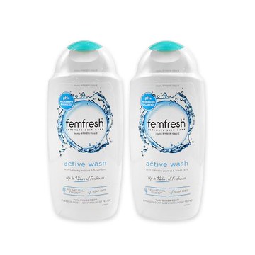 (2瓶超值組)英國Femfresh芳芯-弱酸性植萃複方溫和潤澤護理私密肌潔膚露250ml/瓶-長效清新(藍)(pH值平衡保養護潔露,無皂鹼潔浴凝膠)