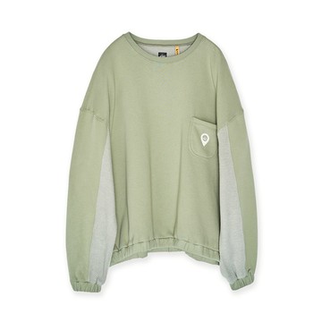 5th STREET｜山形｜女裝｜寬版拼接設計長袖T恤｜綠色