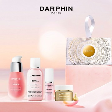 送禮推薦！自用推薦！【DARPHIN 朵法】新鮮人保濕推薦組(全效舒緩精華15ml+全效舒緩精華5ml+全效舒緩淨膚水25ml+金緻再生A醇精露膠囊7顆+金緻三角提袋禮盒)