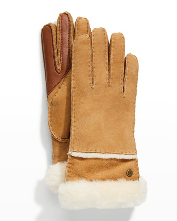 Seamed Touchscreen Shearling-Lined Gloves