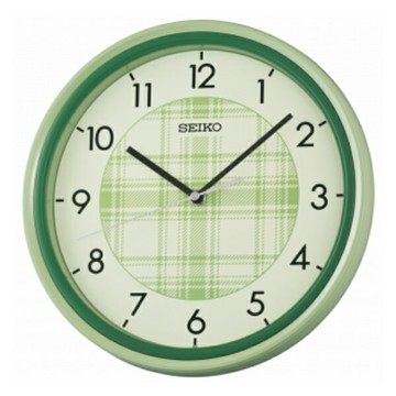 seiko SK037 精工鐘 (QHA016M) 經典格紋圓形掛鐘 綠色  27.5cm｜樂天領券現折★全館特惠中★指定刷卡回饋10%