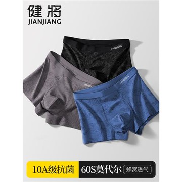 健將男士內褲莫代爾男平角褲男生冰絲男式運動純棉抗菌襠四角短褲