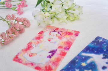 貓咪與愛心透明明信片