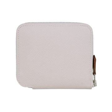 HERMES EPSOM皮 絲巾內裡ㄇ型拉鏈短夾(夢幻紫/天堂藍) H069646CKAV