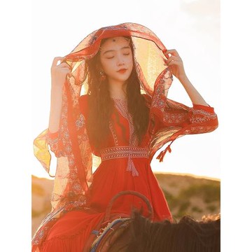 青海湖草原沙漠旅游拍照披肩女兩用防曬保暖茶卡鹽湖民族風圍巾