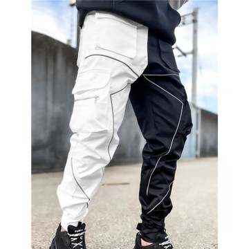 春季肌肉新款運動長褲歐美街頭風格嘻哈休閑工裝褲子跑步健身褲男