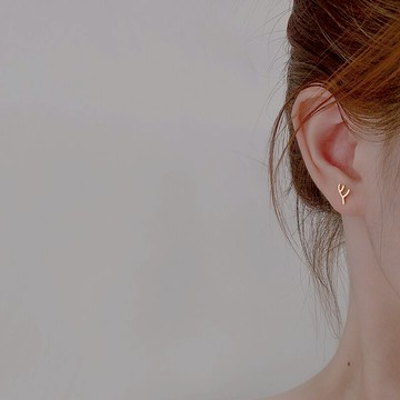 鹿角耳釘女999純銀簡約氣質個性睡覺免摘耳環養耳洞防堵針