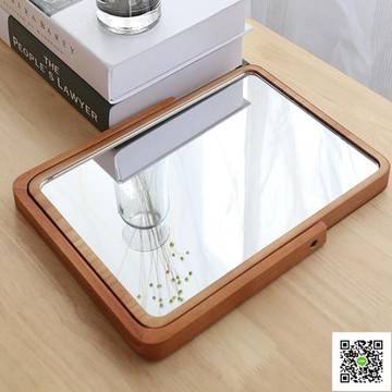 化妝鏡  實木化妝鏡子女台式梳妝鏡家用臥室歐式辦公室桌面大號學生宿舍 歐歐流行館