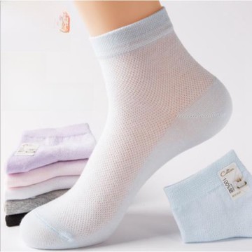 6雙 浪莎純棉襪子女夏季薄款中筒棉襪全棉防臭運動襪網眼襪100%棉