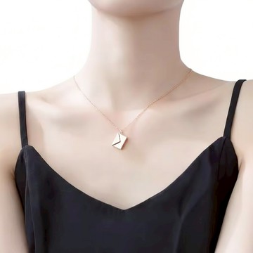 Sayaka 紗彌佳 女款 925純銀 情書 Love Letter 可開式造型項鍊  40cm  玫瑰金