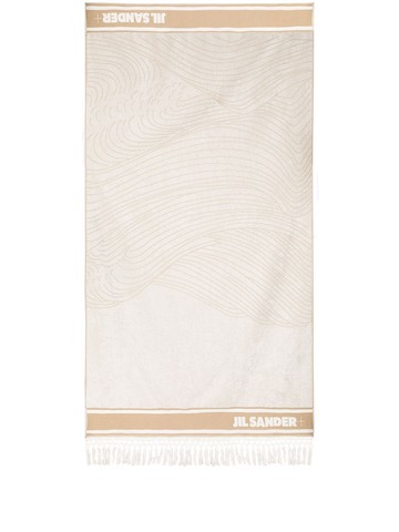Jil Sander - logo-tape cotton towel - unisex - Cotton - One Size - Neutrals