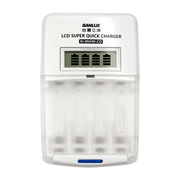 SANLUX 台灣三洋 LCD顯示 電池充電器 適用型號: AAA3號、AAAA4號鎳氫充電電池  1個